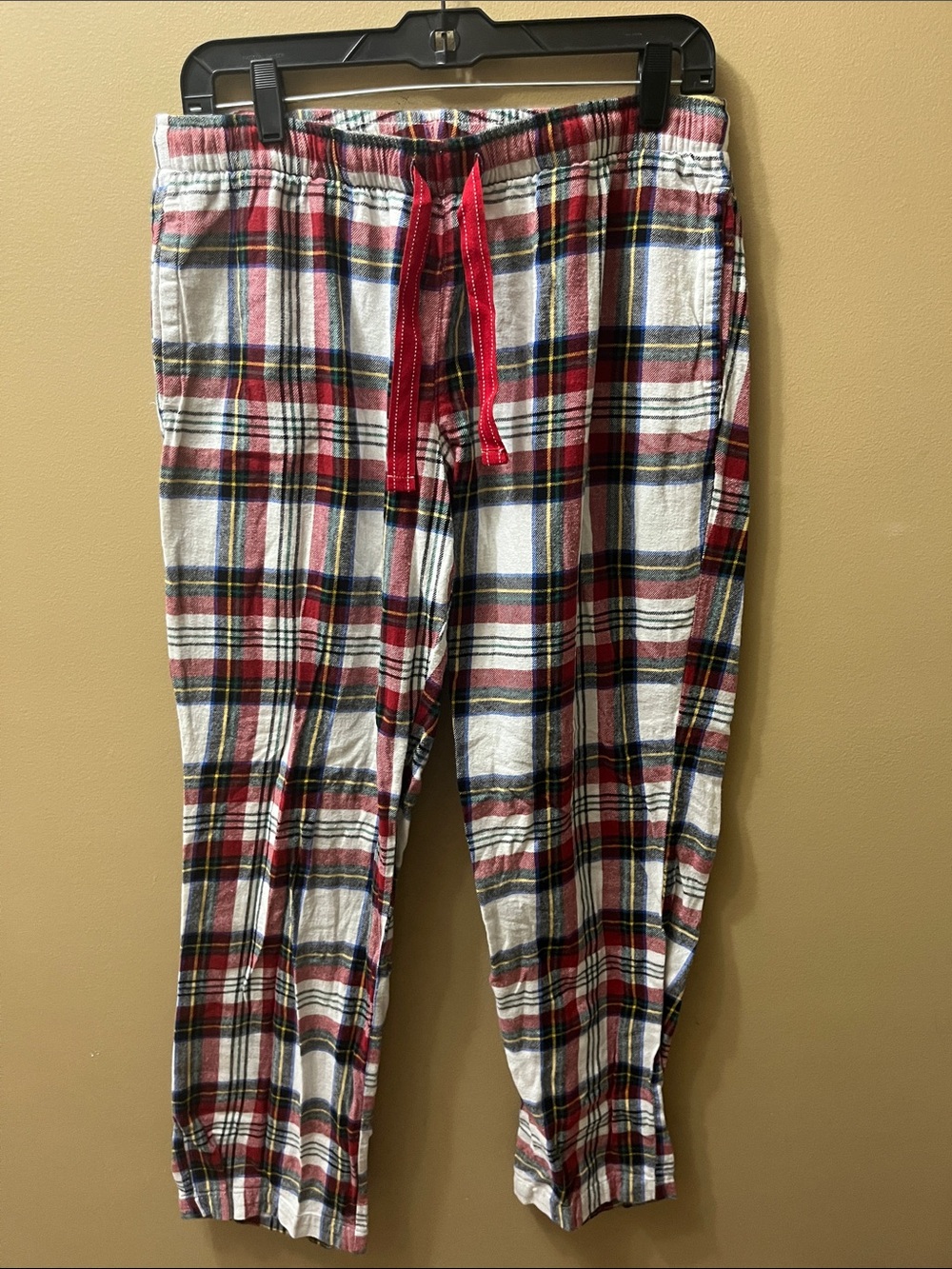 Old Navy Red White Navy Green Plaid Pajama Sweatpants with Red Drawstring